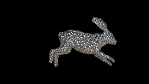 Inflated Silver 3D Loop Animated Rabbit Running, Luma Matte Video stock 333134149