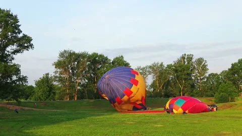 Inflating and taking off of aerostat Stock Footage 98494919