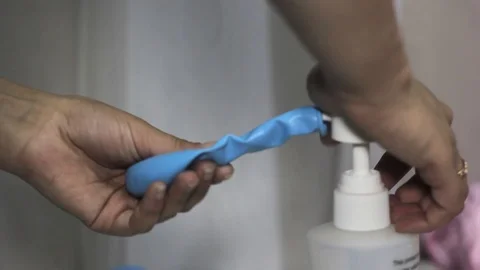 Inflating balls with an air pump Stock-Footage 93025814