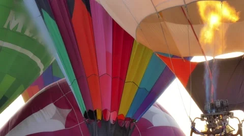 Inflating hot air balloons Stock Footage 44097422