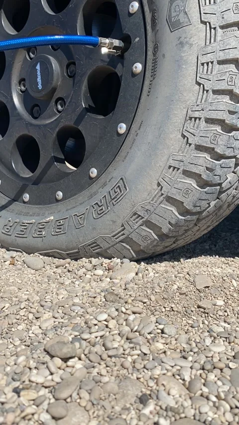 Inflating offroad tire, timelapse. Stock Footage 219716247
