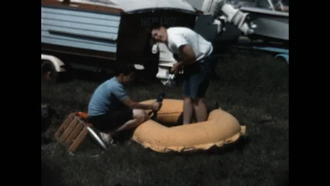 Inflating Raft 1966 Stock Footage 137213927