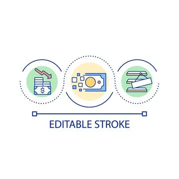Inflation and products deficit loop concept icon Stock Illustration