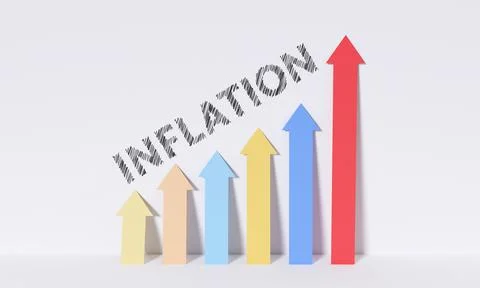 Inflation art concept. 3D Rendering Stock Illustration