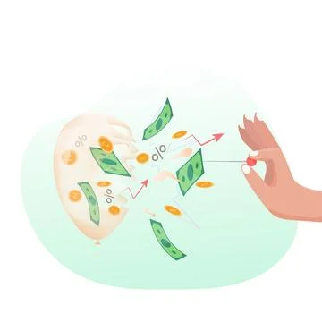 The inflation balloon has exploded Stock Illustration