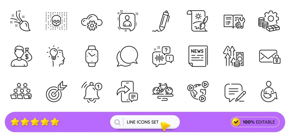Inflation, Cloud computing and Smartwatch line icons for web app. Pictogram icon イラスト素材