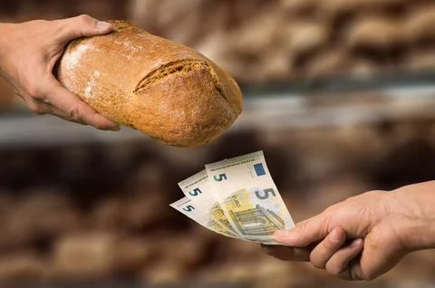 Inflation concept: extremely expensive bread Stock Photos