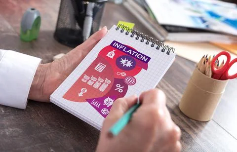 Inflation concept on a notepad Stock Photos