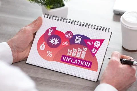 Inflation concept on a notepad Stock Photos