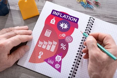 Inflation concept on a notepad Stock Photos