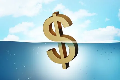 Inflation concept with sinking dollar sign Stock Illustration
