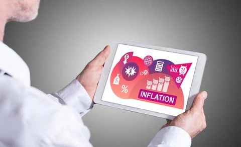 Inflation concept on a tablet Stock Photos