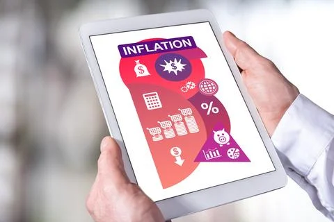 Inflation concept on a tablet 스톡 사진