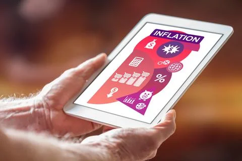 Inflation concept on a tablet Stock Photos