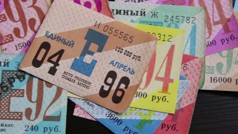Inflation by the example of rise in prices of public transport in Russia 1990 Stock Footage 276623216