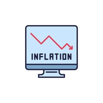 Inflation Falling Graph on Computer Screen vector concept colored icon Stock-Illustration