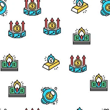 Inflation Financial World Problem Vector Seamless Pattern Illustrazione stock