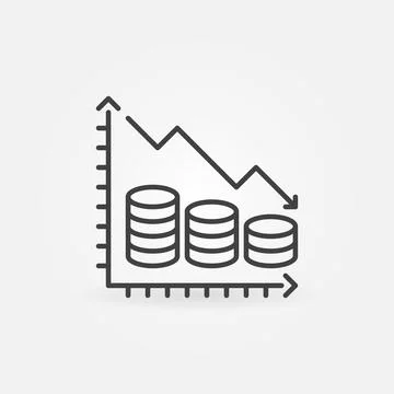 Inflation Graph with Coins vector concept linear icon Stock Illustration