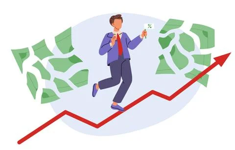 Inflation growing or goes up graph. World economy recession. Price rise, hi.. Stock Illustration