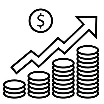 Inflation icon. Growth or Increase price sign. Change money symbol. Stock Illustration