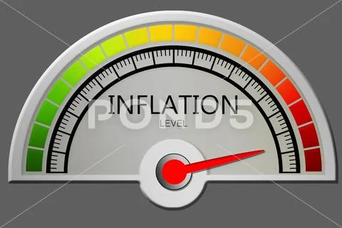Inflation level measuring device with arrow and scale Illustration ...