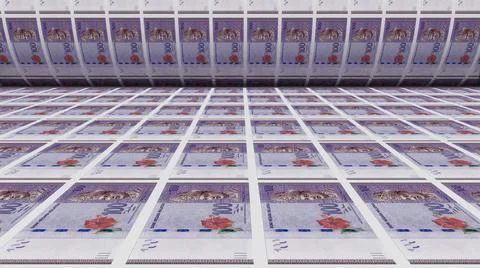 Inflation. Malaysian ringgit banknotes or bills, RM currency cash in Malaysia Stock-Illustration