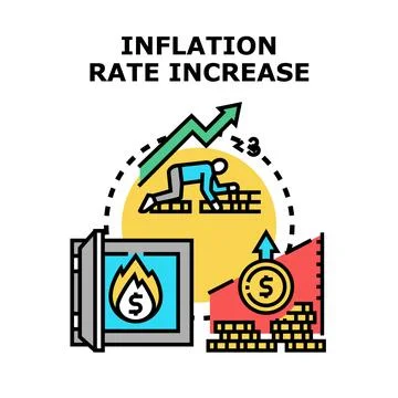 Inflation rate increasing causing financial problems concept Stock Illustration