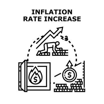 Inflation rate increasing causing financial problems concept Stock Illustration