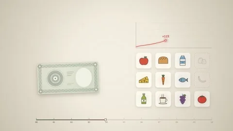 Inflation Shrinking Purchasing Power Editorial Animation Vidéo 346936116
