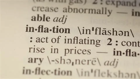Inflation word on dictionary page reading letters Vídeos de archivo 267176268