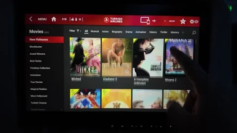 Inflight entertainment on a touchscreen 스톡 동영상 308993368