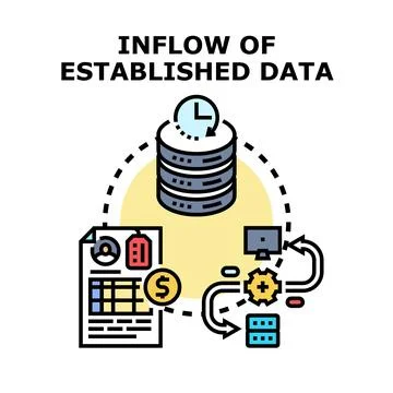 Inflow of established data management process flow chart 스톡 일러스트