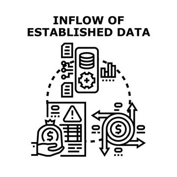 Inflow of established data process administration concept Stock Illustration