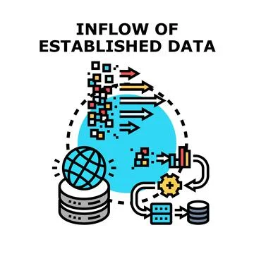 Inflow of established data processing and storage 库存插图