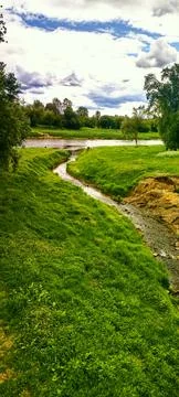 Inflowing river. Stock Photos