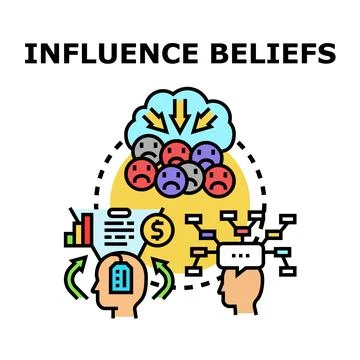 Influence beliefs concept for decision making process Illustrazione stock