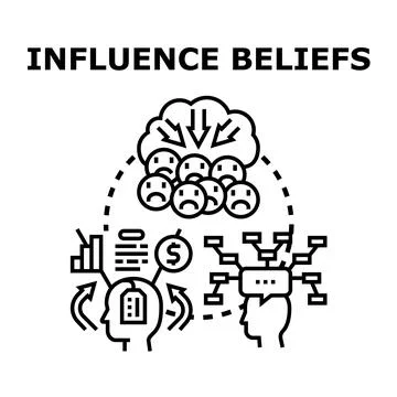 Influence beliefs concept for decision making process Stock Illustration