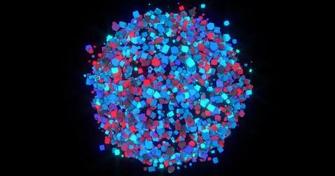 Influence of external force on the cubes, transforming many multi-colored Stock Illustration