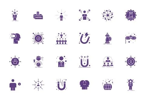 Influence Vector Icon Library with 24 Filled Retina Ready Display Perfect D.. Stock Illustration