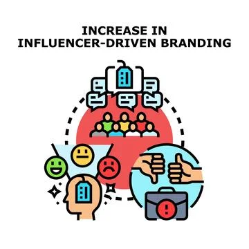 Influencer driven branding impact on consumer perception and business Stock Illustration