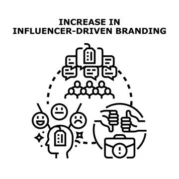 Influencer driven branding impact on consumer perception and business Stock Illustration