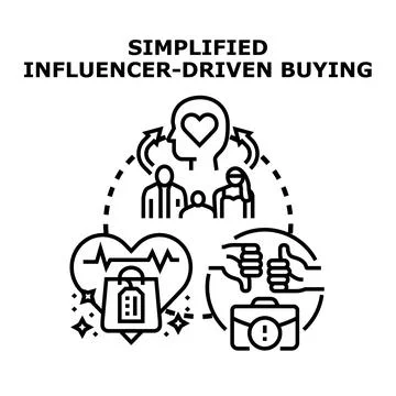 Influencer driven buying process digital marketing concept Stock Illustration