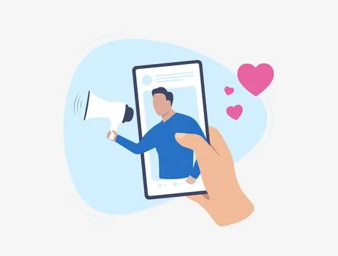 Influencer marketing concept. Sponsored posts on vlogger social media networks Stock Illustration