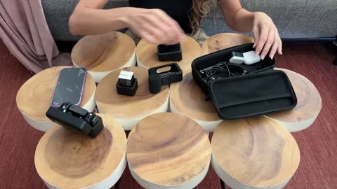 Influencer preparing camera and gear to create content Stock Footage 342498275