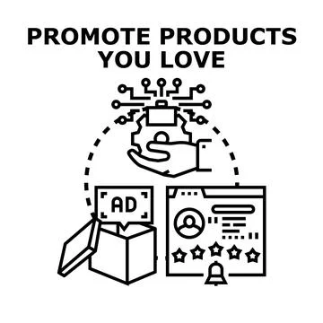 Influencer promoting products through digital marketing concept Stock Illustration