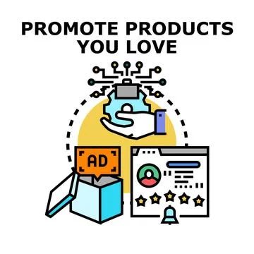 Influencer promoting products through digital marketing concept Stock Illustration