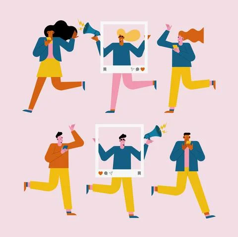 Influencers characters group Stock Illustration