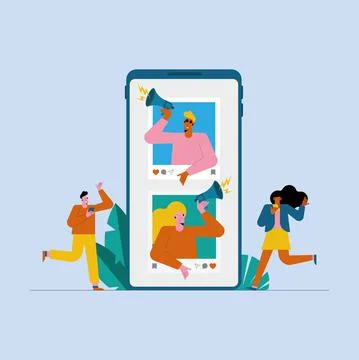 Influencers in smartphone Stock Illustration