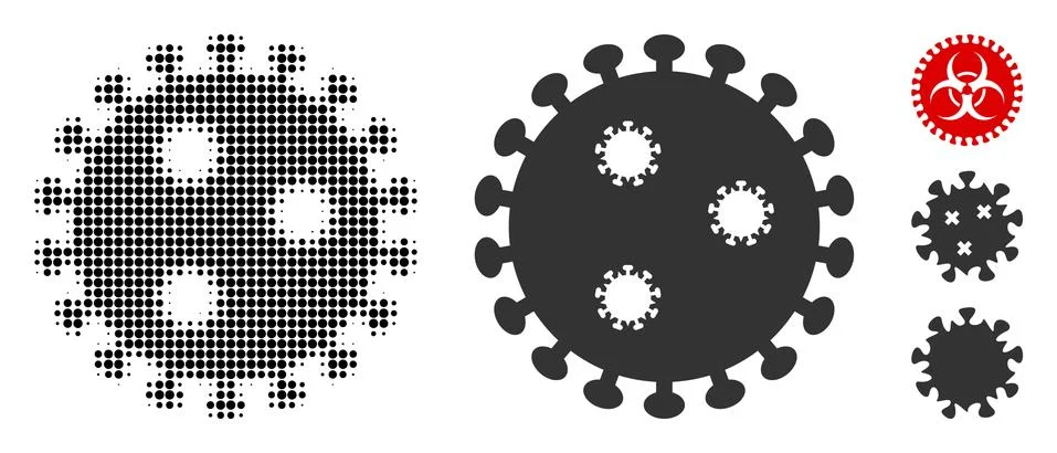 Influenza Virus Halftone and Solid Icon Stockillustratie