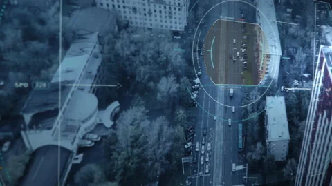 Info Analysis. Tracking Location of a Criminal. Advanced Drone. Target Detected Stock Footage 150972744
